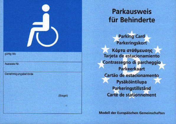 Selbstklebende tasche für den parkausweis für menschen mit behinderungen