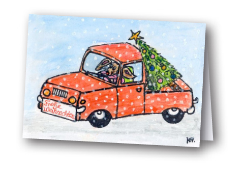 Weihnachtskarte "Weihnachtsauto"