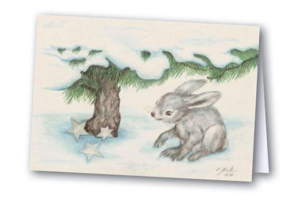 Weihnachtskarte "Schneehäschen"