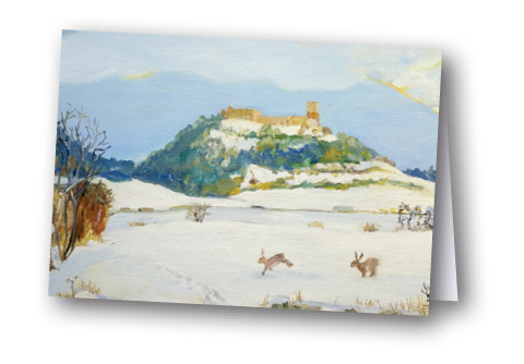 Weihnachtskarte "Burg Gleichen im Winter"